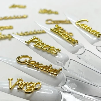 1,6-3,5 мм Златни Метални Висулки За Дизайн на Ноктите 3D Луксозни Букви Съзвездия С Кристали Планински Кристал Сплав Дизайн Нокти Натиснете Украса
