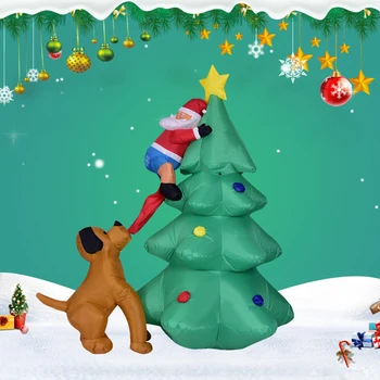 1.8 m Надуваема Куче Ухапване Коледно Дърво Дългогодишна Коледна Газова Модел с Висока Яркост Led Лампа Открит Grden Двор Коледен Декор