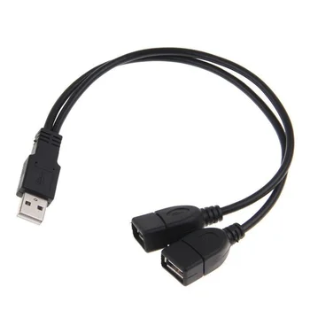 1 Включете щепсела на 2 жакове USB 2.0 удължителен кабел Y Кабел за предаване на данни захранващ Адаптер Конвертор и Сплитер USB 2.0 Кабел 0,3 ~ 0,5 м