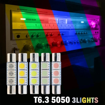 10 бр. DC 12 В Аудио техника приемник Лампа за четене T6.3 Прожекторная Венец C5W 29 мм 31 мм 3 5050 SMD LED Регистрационен номер 12 В