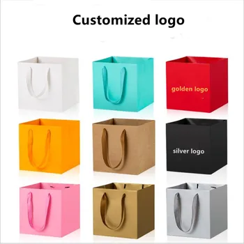 100шт Обичай Квадратен Плик С Логото на Персонализиран Подарък за Опаковане Пакет С Дръжка Одноцветный Лого От една страна