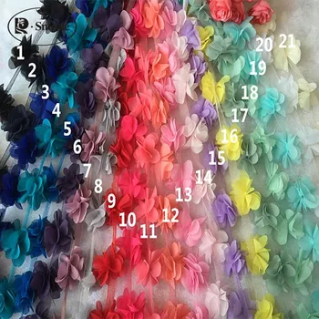 10Yd/лот, 22 Цветове, 3D Шифоновая Лейси плат с Цветя, Сватбени Букети Ръчно изработени Обувки, Цветя корсаж, Сватбени аксесоари RS320