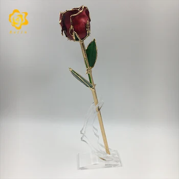 11 инча суха Роза от 24 До Позлатен Черно-червена Роза Истинска Роза Окунутая с луксозна подаръчна кутия за подаръци за свети Валентин
