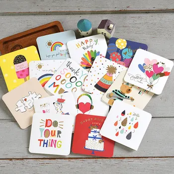 12 бр. мини-картички, красиви поздравителни картички, аксесоари, малки картички с послание за рожден ден за деца, свети валентин