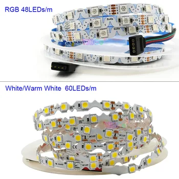 12 В 5 M S тип сгибаемый 48 led s/m 60 led s/m Led Лента SMD 5050 RGB Светло бял/Топло бял Гъвкава LED лента Не е водоустойчив IP20