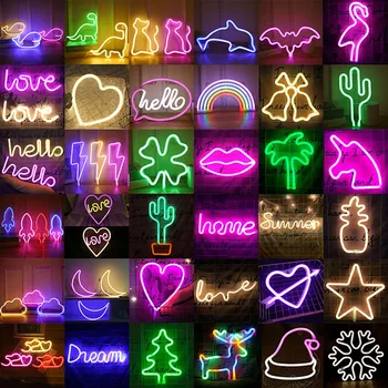 135 Стил LED Неонова реклама с Нощни Светлини Звезда Луната Облак Led Стенен лека нощ за Спалня Сватба, Коледа, Рожден Ден, Подарък Декор