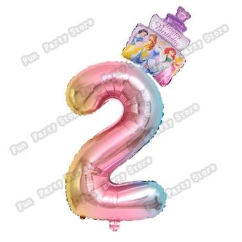 2 бр. торта на Принцеса Дисни, Красиви Балони От Фолио, честит Рожден Ден, Мини торта принцеса, балон, Украса за Рожден ден, детски балон...