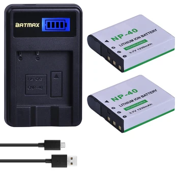 2 елемента 1230 ма NP-40 NP40 Батерия за камера + LCD USB Зарядно устройство за Casio EX-Z30/Z40/Z50/Z55/Z57/Z750 EX-P505/P600/P700 PM200