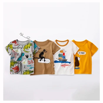 2021 г., Модни детски тениски, Памук топ с Анимационни Принтом, Тениска с Къс Ръкав За Момчета И Момичета, Бебешки Дрехи За Деца