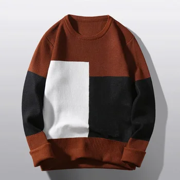 2022 Нов Мъжки Пуловер с Кръгло деколте, Модерен Мъжки Безплатен Топъл Пуловер в Тон