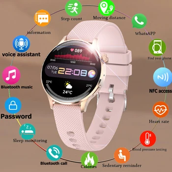 2022 Нови Дамски Смарт Часовници Мъжки 1,2 Инча Мини Пълен Сензорен Екран Сърдечната Честота Кръвно Налягане Bluetooth Предизвикателство Умни Часовници за Дами