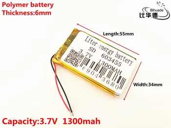3,7 В, 1300 mah, 603455 Полимерна литиево-йонна /Литиево-йонна батерия за ИГРАЧКИ, POWER BANK, GPS, mp3, mp4