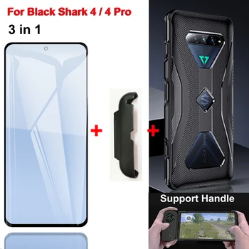 3-в-1 Стъкло + калъф За Xiaomi Black Shark 4 Pro Защитно фолио за екран от Закалено стъкло За Black Shark 4 Калъф 5G с притежателя на геймпада