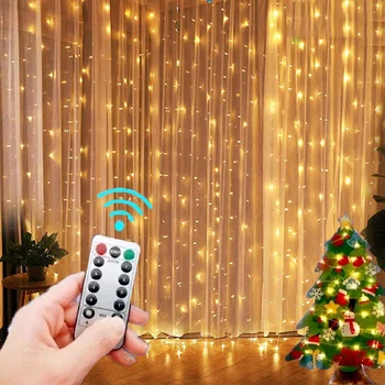 3 М Led Завеса Венец на Прозореца USB Мощност Приказни Светлини на Гирлянда с Дистанционно Управление Коледна Гирлянда Led Светлини Коледна Украса