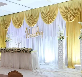 3x6 м бяло и ярко жълто златен сватбен фон завеса с шикозен свадебными завеси