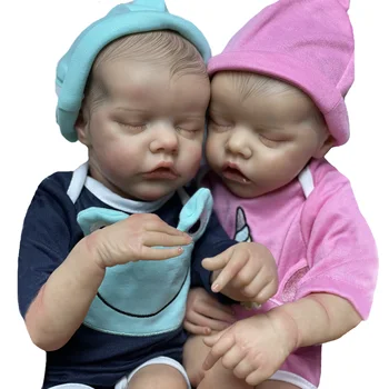 40 СМ Близнаци A & B Подмладена Кукли Ръчно изработени Реалистични Кукли Bebe Reborn С Боядисани Коса Muñecas кукли за момичета