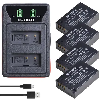 4X LP-E17 LPE17 LP E17 Батерия + Led Вграден USB Двойно Зарядно устройство за Canon EOS RP, Бунтовник SL2, SL3, T6i, T6s, T7i, M3, M5, M6