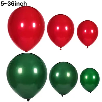 5 ~ 36 см Коледна Украса Балони Червени и Зелени Латексный Балон За Коледен Празник Нова Година, Рожден Ден Доставка на 12 24 инча
