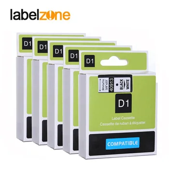 5 бр. Черно на бяло 40913 лента за етикети съвместими принтери за етикети dymo d1 9 мм * 7 м лента за етикети касета за dymo label manager 160