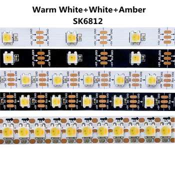 5 В Адресуемая led лента SK6812 WWA 30/60/144 светодиода/M Индивидуално led пиксел Светлинна лента Топло Бяло + бяло + Амбър Подобен WS2812B