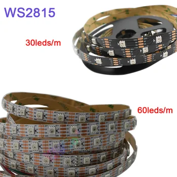 5 м/лот WS2815 пиксел led лента; DC12V 30/60 пиксела/led/m; IP30/IP65/IP67; Адресуемая двухсигнальная интелигентна led лента