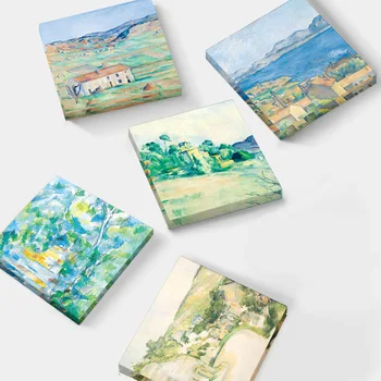 50 Листа/Опаковка Paul Cezanne Art Painting Series Sticky Note Ретро Европейския Пейзаж Тефтери И Канцеларски Материали, Офис Консумативи