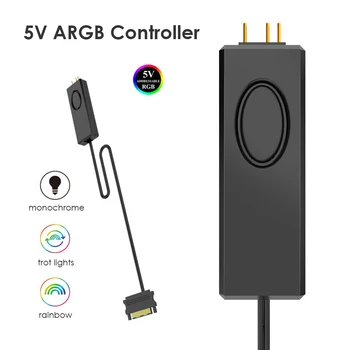 5V ARGB Fan Led Контролер за Осветление Пинов SATA Захранване Корпус на Настолен Компютър Шаси Cooler Атмосфера Светлина Дистанционно Управление