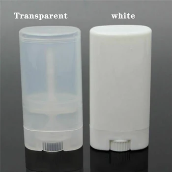 5шт бели прозрачни празни плоски, овални тюбиков червило 15 г пластмасови твърди парфюм дезодорант пръчка контейнер