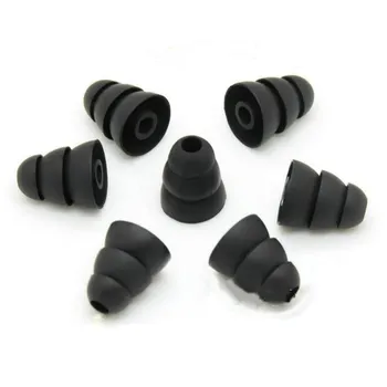 6 Двойки в трислойна силиконови плочки за слушалки, накрайници за уши за слушалки, Сменяеми втулки за слушалки-притурки, Слушалки 3 размера (размер S, M, L)