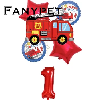 6шт Пожарникар Сам Фолио брой Балони, определени честит Рожден Ден Деко Топка Момче Подарък на Пожарната Празник Детски Душ Вечерни Аксесоари