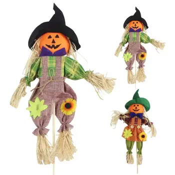 80% HOTScarecrow Декор Атрактивен Цветен с Кофа Хелоуин Очарователно Страшилище за Градината