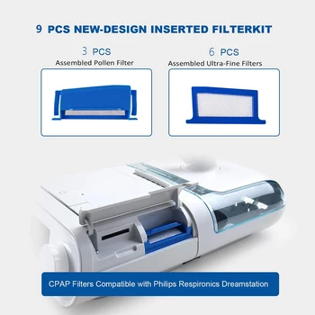 9 бр. CPAP-Филтри за Philips-Respironics Dreamstation 3 многократна употреба на филтъра и 6 филтри за еднократна сверхтонкой почистване на Аксесоари