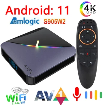 A95x F3 Air II Smart TV Box Android 11 Amlogic S905W2 5G Wifi 4K 3D BT5.0 RGB Light TV Boxs HD мултимедиен плейър 2G 16G 32G 4G 64G