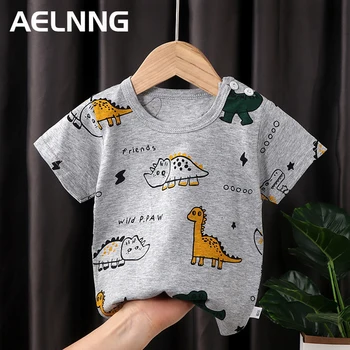 AELNNG/ маркови детски тениска За Момчета и Момичета, летни памучни тениски с къс ръкав и герои от анимационни филми, детски дрехи, детски топ Y016