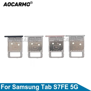 Aocarmo За Samsung Galaxy Tab S7 FE 5G T736B Тава За Sim-Карти на Притежателя на Слота за microSD Резервни Части
