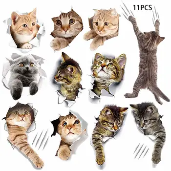 Artracyse Cats 3D Комплект Стенни Стикери Самозалепващи Стикери За Стена Хол Украса за Баня Водоустойчиви Безплатни Етикети