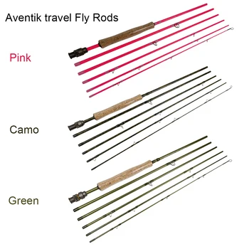 Aventik Пътуване летят риболов с Въдица IM8 24 Т 100% Въглеродни Влакна, Бързо Действие на Светлината риболов, летят, Розов Камуфлаж Зелен Цвят Прът
