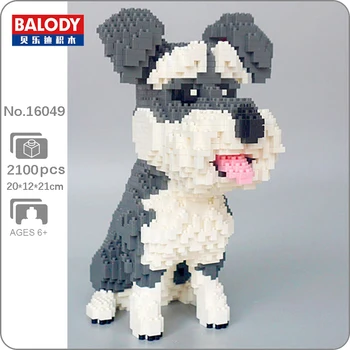 Balody 16049 фауна на Стандартния Шнауцер Кучето да Седне Домашен Любимец Кукла Модел Мини Диамантени Блокове, Тухли, Строителни Играчки за Деца без Кутия
