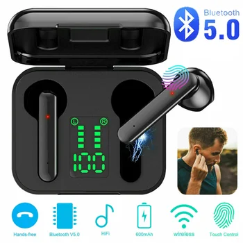Bluetooth 5,0 Безжични слушалки Q5 Слушалки с Цифров Дисплей на Мини-Втулки за IOS и Android Слушалки Слушалки Спортни