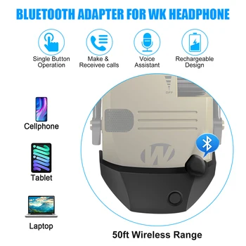 Bluetooth Адаптер за електронни слушалки Walker за стрелба, Защита на уши, слушалки със защита от шум (слушалки в комплекта не са включени)