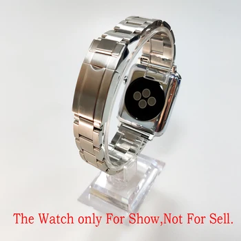 CARLYWET Oyster Стомана Каишка за часовник Каишка за Apple Watch Band 44 мм 40 мм 42 мм 38 мм серия SE/6/5/4/3/2/1 Гривна За Часа iWatch