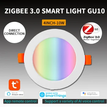 CoRui Sasha Zigbee 3,0 Умен Лампа 4 Инча RGBCW 10 Watt Led-Вградени Тавана Лампа, Гласов Контрол, Работа с Алекса Google Home