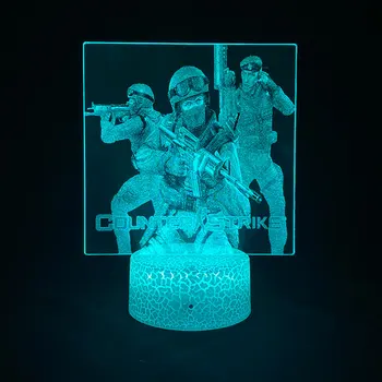Counter Strike CS Игрални Фигури на 3D Изображение Лава Лампи Led Батерия Сензорни Нощни Лампи RGB Neon Подаръци Маса За Спалня Декорация на Масата