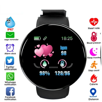 D18 Умни Часовници На Сърдечния Ритъм Уреди За Измерване На Кръвното Налягане Фитнес Тракер За Мъже, Жени Интелигентни Гривна Водоустойчив Спорт Smartwatch За Ios И Android