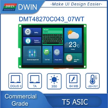 DWIN 4,3 инча, Резолюция 480*272 DGUSII TFT LCD Модул UART Поредната Тъчпад DMT48270C043_07WT