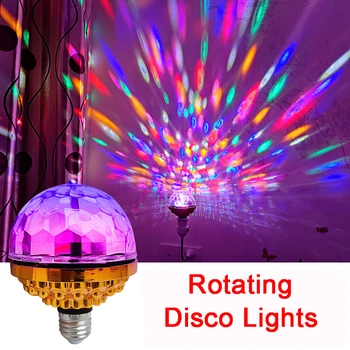 E27 Диско Крушка Лазерен Проектор Въртящи RGB Вечерни Светлина Диско Лампа за Дискотеки Рожден Ден на Клуб Бар Коледа
