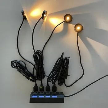 etrnLED USB 5 В Led Мини-Прожектор Комплект Осветление през Цялата Стенен Шкаф Дисплей Лампа на Тавана Точков Черно-Бял Сребрист Лампи