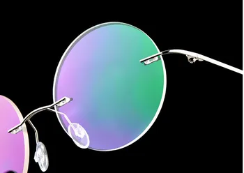 Eyesilove ретро дамски очила за късогледство от титанова сплав без рамки, кръгли лещи, Очила за късогледство, очила по рецепта -0.50 -6.00