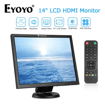 EYOYO EM14A 14 Инча, 4:3 TFT BNC HDMI PC Монитор 1024x768 LCD Екран VGA Компютър AV TV Дисплей За Камера за Видеонаблюдение 12
