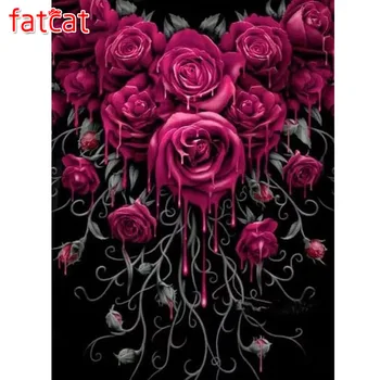 FATCAT Червена роза цвете 5d сам диамантена живопис комплекти пълна кръгла, квадратна бормашина, диамантена бродерия продажба на монтиране на украса AE3030